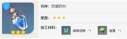 《原神》防潮药剂效果及加工材料介绍