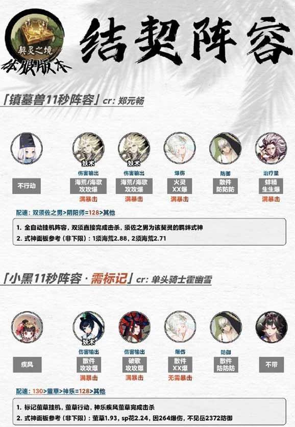 《阴阳师》契灵之境阵容怎么搭配